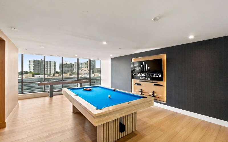 Game room showing billiards table